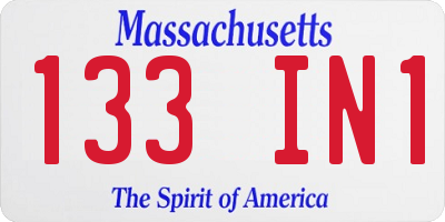 MA license plate 133IN1