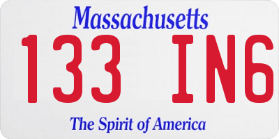 MA license plate 133IN6