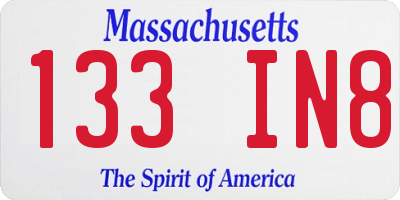 MA license plate 133IN8