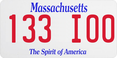 MA license plate 133IO0