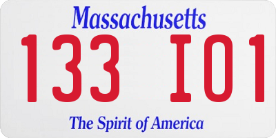 MA license plate 133IO1