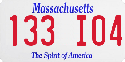 MA license plate 133IO4