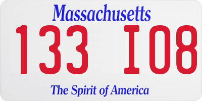 MA license plate 133IO8
