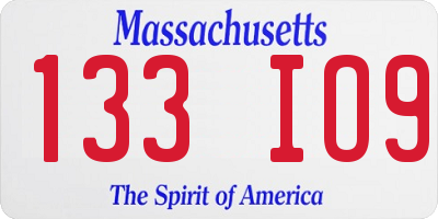 MA license plate 133IO9