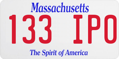 MA license plate 133IP0