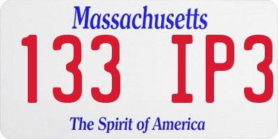 MA license plate 133IP3