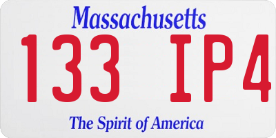 MA license plate 133IP4