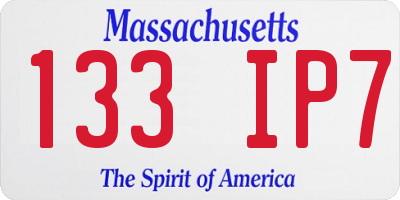 MA license plate 133IP7