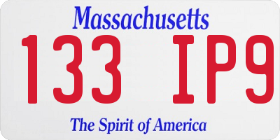MA license plate 133IP9