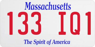 MA license plate 133IQ1
