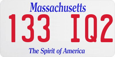 MA license plate 133IQ2
