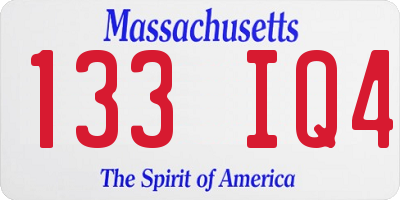 MA license plate 133IQ4