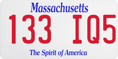 MA license plate 133IQ5