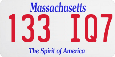 MA license plate 133IQ7