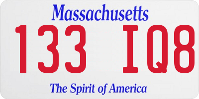 MA license plate 133IQ8