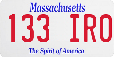 MA license plate 133IR0