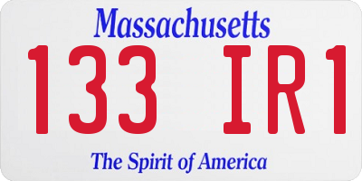 MA license plate 133IR1