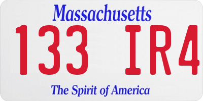 MA license plate 133IR4