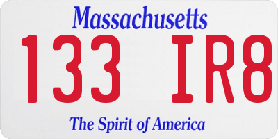 MA license plate 133IR8