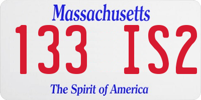 MA license plate 133IS2