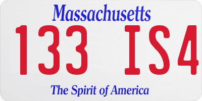 MA license plate 133IS4