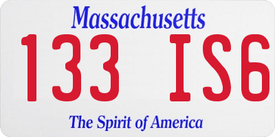 MA license plate 133IS6