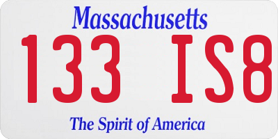 MA license plate 133IS8