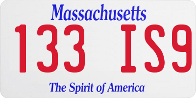 MA license plate 133IS9