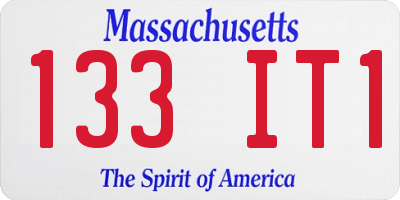 MA license plate 133IT1