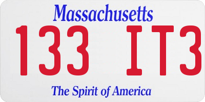 MA license plate 133IT3