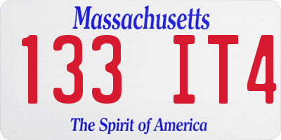 MA license plate 133IT4