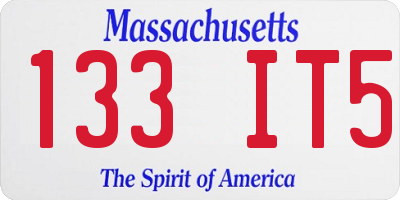 MA license plate 133IT5