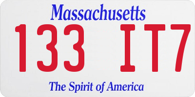 MA license plate 133IT7