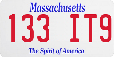MA license plate 133IT9