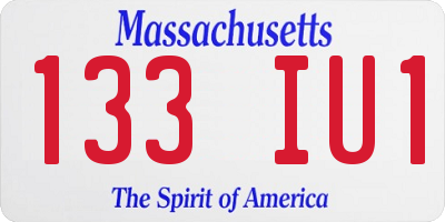 MA license plate 133IU1