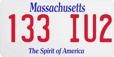 MA license plate 133IU2