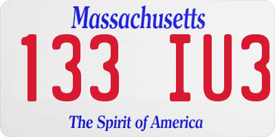 MA license plate 133IU3