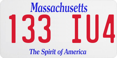 MA license plate 133IU4