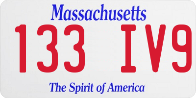 MA license plate 133IV9