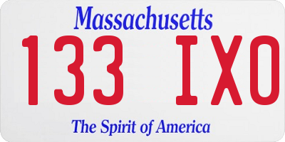 MA license plate 133IX0
