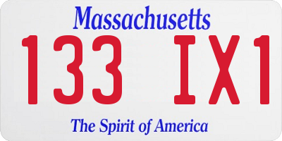 MA license plate 133IX1