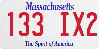 MA license plate 133IX2
