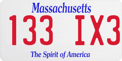 MA license plate 133IX3