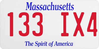 MA license plate 133IX4