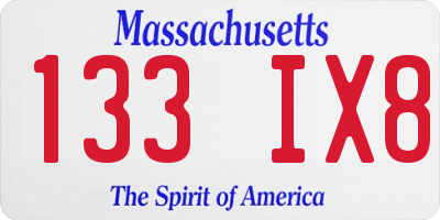 MA license plate 133IX8
