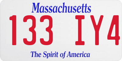 MA license plate 133IY4