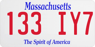 MA license plate 133IY7