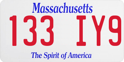 MA license plate 133IY9