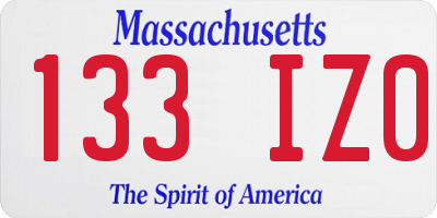 MA license plate 133IZ0