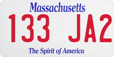MA license plate 133JA2